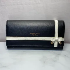 Samantha Thavasa Petit Choice サマンサタバサ プチチョイス　被せ長財布　ブラック　ホワイトリボン　リボンラッピング　レザー