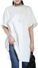 Sleeping Sheep(スリーピング シープ) レディース 半袖tシャツ スポーツ ルームウェア オーバーサイズ ロンt ビッグ ロング 夏 春 ロック シンプル(ホワイト,  M BigLong)