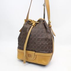 IS639)ロエベ LOEWE アナグラム ショルダーバッグ 巾着 総柄 レザーヴィンテージ