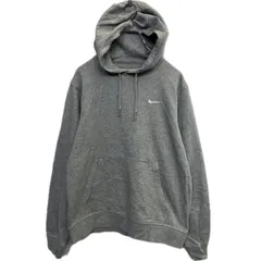 NIKE ロゴスウェット パーカー M グレー ナイキ ワンポイントロゴ 裏起毛 プルオーバー 古着卸 アメリカ仕入 a708-5952
