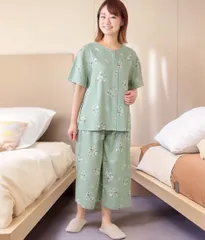 やわらかパイル ルームウェア 上下セット レディース 部屋着 Tシャツ 半袖 クルーネック セットアップ ステテコパンツ ルームパンツ リラックスパンツセット