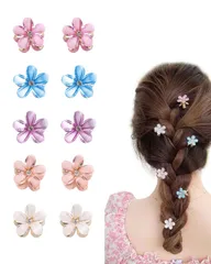 YFFSFDC ヘアクリップ ミニ 花 前髪クリップ バンスクリップ 可愛い 髪飾り ヘアアクセサリー 髪留め 大人 結婚式 パーティー 誕生日 10個セット