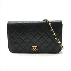 良品 CHANEL シャネル ココマーク マトラッセ ラムスキン チェーン ショルダー バッグ プッシュロック ブラック レディース a6620