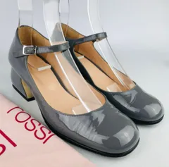 美品★sergio rossi・セルジオロッシ SI ROSSI レディース パテントレザー アンクルストラップ チャンキーヒール メリージェーン パンプス(22㎝)ビジネス ブランド オシャレ 秋冬物 イタリア製 セレブ カジュアル