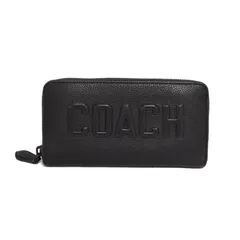 コーチ COACH 長財布 エンボスロゴ ラウンドファスナー 黒 ブラック