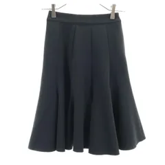 ランバン 日本製 ミディ丈 フレアスカート 36 黒 LANVIN レディース 古着 【240310】