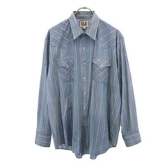 エリーキャトルマン 70s ヴィンテージ チェック柄 長袖 ウエスタンシャツ 17.5- グリーン×ブルー ELY CATTLEMAN メンズ 【中古】  【230830】 メール便可