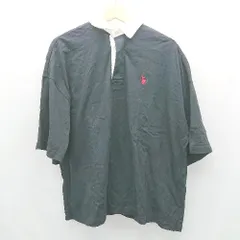 ◇ U.S.POLO ASSN> スタンダードカラー ネックボタン プルオーバー 半袖 ポロシャツ サイズM ブラック/ホワイト メンズ E  【1308160013199】