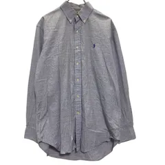 RALPH LAUREN 長袖 チェックシャツ L 程 ブルー系 ラルフローレン ワンポイントロゴ ボタンダウン 古着卸 アメリカ仕入 a703-6333