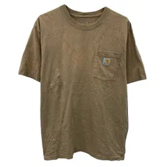 Carhartt 半袖 ロゴTシャツ M ベージュ系 カーハート プルオーバー 胸ポケット ワンポイント カットソー 古着卸 アメリカ仕入 a705-5169