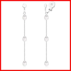 14Kゴールドは、女性の女の子のための真珠のイヤリングクリップをメッキ ロングダングルパールドロップピアス JeryWe 非ピアス真珠イヤークリップジュエリー