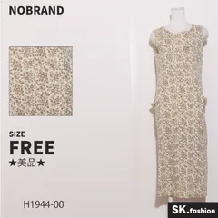 ★美品★ NOBRAND ノーブランド ワンピース　マキシ丈　ノースリーブ　花柄　後ろボタン　ポケット付き　綿100% 　ベージュ　 【H1944-00】 送料無料　古着　レディース