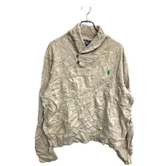 POLO RALPH LAUREN ニット セーター Ｌサイズ ポロラルフローレン ハーフボタン ベージュ コットン 古着卸 アメリカ仕入 t2411-4326