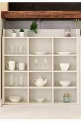 【在庫処分】木目調 ホワイト 組立品 ラック 棚 立体加工シート使用 キッチンカウンター 幅90×高さ95-110cm こぼれ止め付き天板 棚板可動式 突っ張り CUCO-9020(JW3D) 奥行20 薄型 カウンター下収納 [山善]