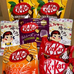 キットカット　チョコバナナ　ラムレーズン　オレンジ　ミルキー焼いちゃった