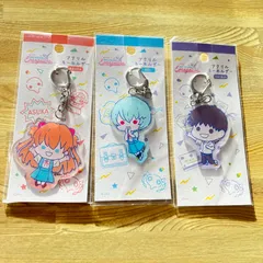 エヴァンゲリオン アクリルキーホルダー 90s柄 シンジ アスカ レイ セット