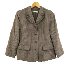 コルディア テーラードジャケット 大きいサイズ ウール混 ブランド アウター 日本製 レディース 42サイズ ブラウン CORDIER 【中古】