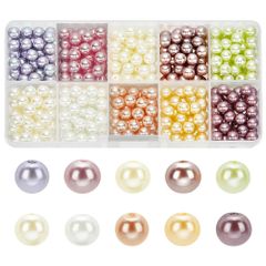 【新着商品】PH PandaHall 6mm 10色 550個セット ミックス 小さな サテン 光沢 ガラスビーズ パール ラウンド 混合色 丸玉 箱入り 手芸材料 DIY用 ジュエリー用 UVレジン 封入 ハンドメイド 材料 手作り 素材