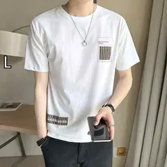 [L]秋冬 コーデ メンズ  服 シンプル ファッション オシャレ 大人 かっこいい 大きいサイズ ストリート 紳士服  半袖 T シャツ パッチ ラウンドネック 