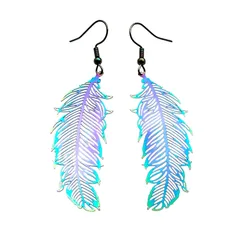 虹色 羽根 ピアス レディース レインボー 羽 翼 鳥 アニマル 天使 ツバサ