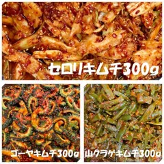 セロリキムチ（セロリヤンニョム漬け）300ｇ　ゴーヤキムチ300ｇ　山クラゲキムチ300ｇのサムネイル