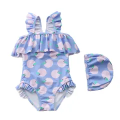 ☆ D ☆ XL ☆ キッズ 水着 オールインワン 女の子 可愛い 水着 オールインワン 女の子 キッズ 帽子 子供水着 ワンピース みずぎ 子ども用水着 子供用水着 スイムウェア フリル ガールズ 帽子付き セット 子供 子ども こども 子ども用 子供用