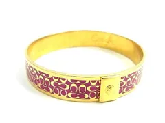 COACH コーチ シグネチャー ブレスレット バングル アクセサリー ピンク系×ゴールド系 DE6352