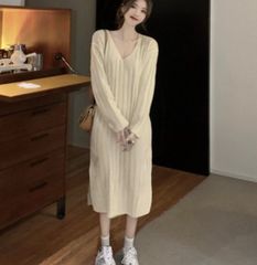ニットワンピース 春 ロング 大きいサイズ 新品 長袖 ニットワンピ 韓国