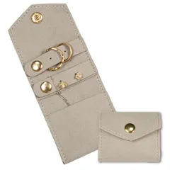 masamilk アクセサリーポーチ ジュエリーポーチ 小さい 指輪 ネックレス コンパクト 収納 持ち運び (グレー) [グレー]