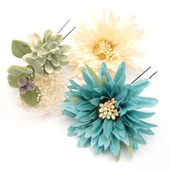 髪飾り 成人式 振袖 浴衣 袴 ３点セット 青 結婚式 入学式 入園式 卒園式 卒業式 七五三 753 ブライダル 前撮り 和装 日本製 花 かんざし フォーマル 簪 花飾り ガーベラ 人気 着物 ブルー W 28 323-278 u885　Si