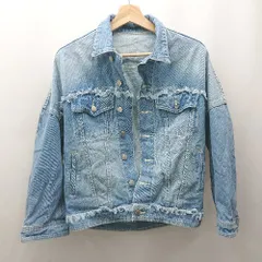◇ RETROGIRL フロントボタン　ウォッシュ加工　オシャレ 長袖 デニムジャケット サイズM ブルー系 レディース E  【1505290014618】
