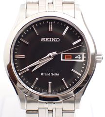 定価29万 美品 GRAND SEIKO(グランドセイコー) デイデイト SBGT021 SS QZ ステンレス ブラック文字盤 クォーツ シンプル 黒 メンズ腕時計