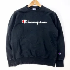 チャンピオン ☆ champion スウェット トレーナー シンプル ロゴ ブラック L ストリート感じる定番品♪ アメカジ ゆるだぼ 古着MIX■BA172