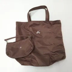 Kitamura キタムラ ナイロントートバッグ 収納ポーチ付き エコバッグ 茶 ブラウン Kロゴホワイト 中古 レターパックプラス発送 ■質屋 かんてい局 金沢バイパス店■B25-1578