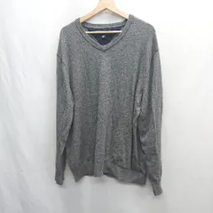 ◇ ⊇ TOMMY HILFIGER トミーヒルフィガー Vネック 長袖 ニット セーター サイズL/G ダークグレー メンズ E  【1502180031236】