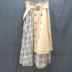◇ PAGEBOY 綺麗め チェック柄 デザインオシャレ ロング丈 フレア スカート サイズF ブラウン/グレー レディース E  【1303290015907】