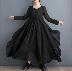 新品 2026新作 モード系  大きいサイズ ワンピース 個性　レディース 秋冬　フリル　春 新品 長袖　ロング