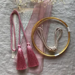 水引・タッセル・紐・リボン　4点セット　　成人式　卒業式　和装　髪飾り　ピンク