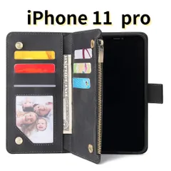 【SHOPS T】 iPhone11 pro レザー風 スマホケース 手帳型 財布 スマホスタンド 耐衝撃 マグネット式 カードケース 黒 E020