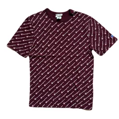 champion Tシャツ　Sサイズ　総柄　US古着　バーガンディ　エンジ
