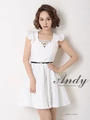 【ANDY/アンディ】ワンカラー/ 胸元レースアップ/ ビジュー/ ノースリーブ/ フレア/ Aライン/ ミニドレス/ キャバドレス[OF05] [ON2367-WxB-S230426]