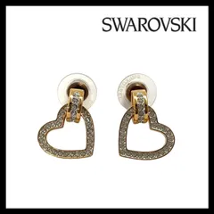 【SWAROVSKI】Lovely スタッドピアス ハート ゴールド/金カラー クリスタル ラインストーン スワロフスキー (MM-567)