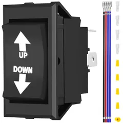 新品 UP ダウン モーメンタリ 逆極性スイッチ DC 12V-24V 20A / AC 250V 15A DPDT RV 電源ジャック スイッチ 4 ピン 5 輪タング トレーラー スタビライザー用、ターミナル ワイヤ シース 配線キャップ付き