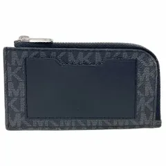 マイケルコース コインケース MK シグネチャー Lジップ コインパース PVC レザー 革 ブラック 黒 チャコールグレー系 36S0LGFE6B MICHAEL KORS ロゴ カードホルダー カード入れ IC パスケース 定期入れ 小銭入れ