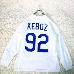 keboz スウェット baseball 白 希少デザイン センターロゴ 古着 大人気 ケボズ keboz スウェット 刺繍ロゴ 太アーム XL