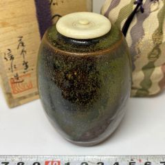Y3653-6 茶道具 川本了生 美濃伊賀茶入 共箱 仕覆 YY - メルカリ