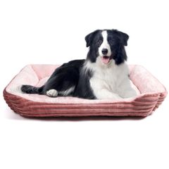 〈数量限定〉Aurako ペットベッド 犬用クッション 猫ベッド ペットソファー スクエア型 滑り止め 防寒ケージマット柔らかい寝床 冬 夏 床 高齢犬 子犬 猫 小型 中型 大型犬 耐噛み素材 丸洗い可能 ピンク XL