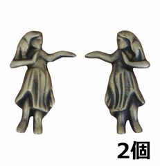 フラガール 家具の取っ手 引出し取っ手 左右セット 2個セット 真鍮製 金具 アンティークゴールド 左右セット フラダンス フラダンサー 踊り子 ハワイアン雑貨 レトロ調  BRASS HANDLE DIY N-229【メール便】370055ｰ2PCS