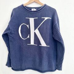 【CK】BIGロゴ　ニット　ネイビー