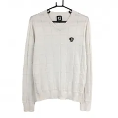 ★SALE価格★フットジョイ セーター 白 格子編み Vネック ニット メンズ L ゴルフウェア FootJoy